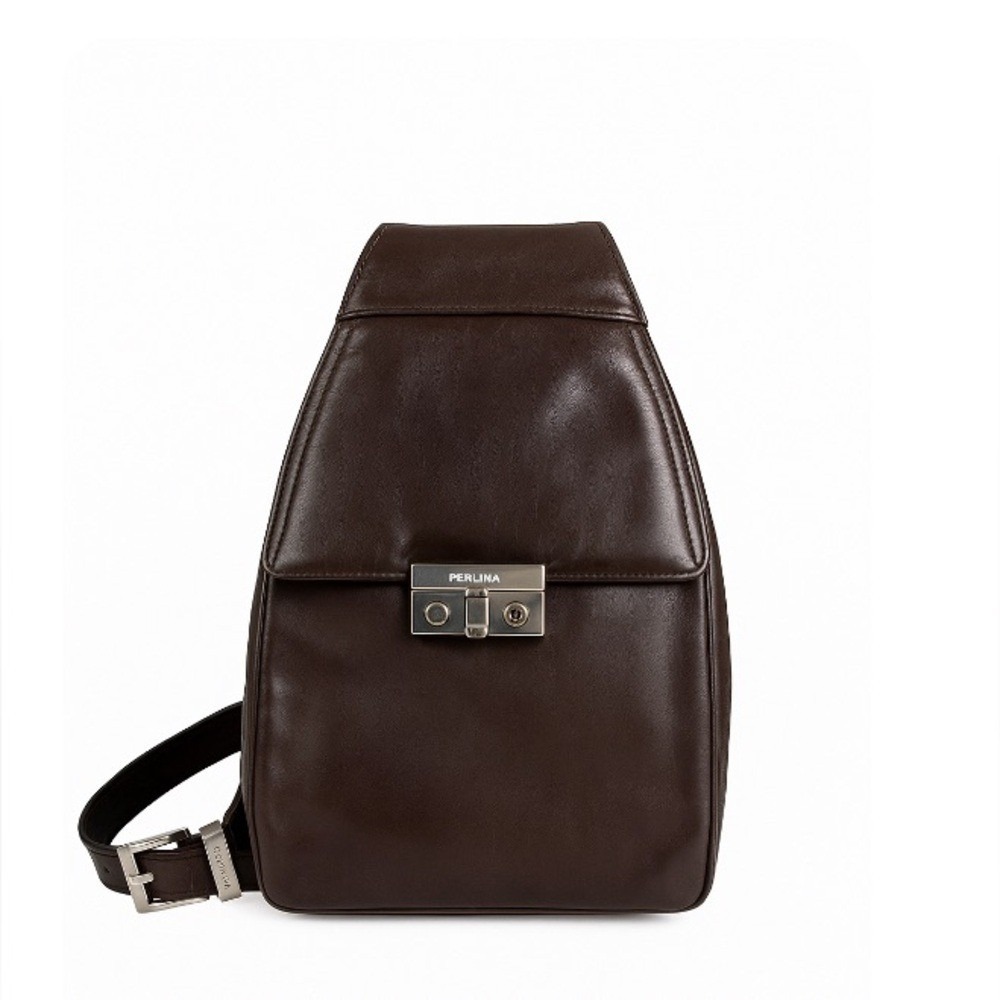 Perlina New York Men's Leather Sling Bag – Dark Brown Crossbody Man Bag
